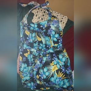 Hawaiian pin up rompers shorts halter